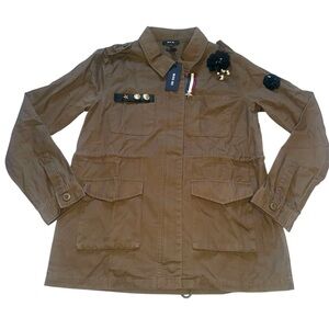 Miss Me Embellished Brown Military Jacket Size Large NEW NWT